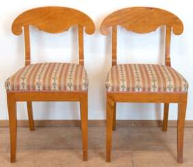 2 Biedermeier-Stühle, Birke, Schaufellehne, Gebrauchspuren, 75x42x43 cm