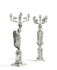 Neresheimer. COUPLE OF EXCEPTIONAL SILVER GIRNANDOLES WITH VICTORIAN STYLE EMPIRE