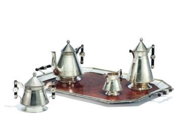 Erik August Kollin. LARGE SILVER COFFEE AND TEA SERVICE WITH TRAY