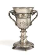 Johann George Hossauer. Johann George Hossauer. MAGNIFICENT SILVER DOUBLE HANDLED GOBLET WITH DEDICATION FOR THE SILVER WEDDING ANNIVERSARY OF COUNT ADOLF HEINRICH VON ARNIM-BOITZENBURG IN 1855