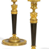 France. COUPLE OF BRONZE CANDELSTICKS EMPIRE WITH HERMAS - фото 1