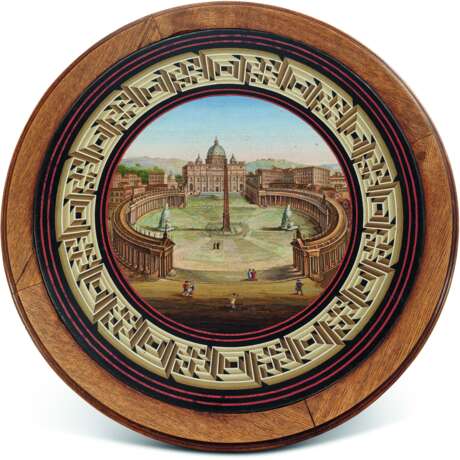 Vatikanische Werkstätten. Außergewöhnliche, große Mikromosaik-Tischplatte mit Ansicht des Petersplatzes - Foto 3