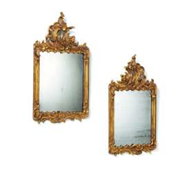 Germany. COUPLE OF WOOD MIRRORS WITH ROCAILLE CARTOUCHES