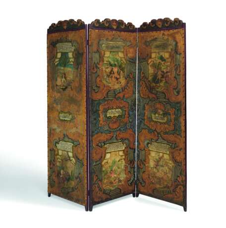 South Germany. EXCEPTIONAL LINEN FOLDING SCREEN WITH APHORISMS AND GALANT SCENES - фото 1
