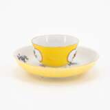 Meissen. TWO PORCELAIN CUPS AND SAUCERS WITH YELLOW AND ORANGE COLOURED GROUND AS WELL AS FLORAL DECOR - photo 4