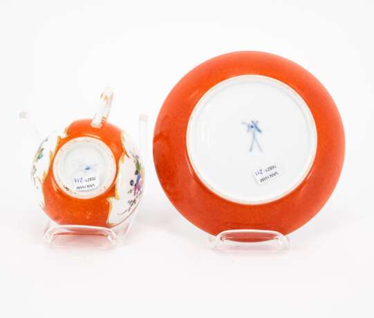 Meissen. TWO PORCELAIN CUPS AND SAUCERS WITH YELLOW AND ORANGE COLOURED GROUND AS WELL AS FLORAL DECOR - фото 11