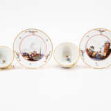 Meissen. PORCELAIN CUP AND TEA BOWL WITH SAUCERS AND MERCHANT SCENES ON YELLOW GROUND - фото 5