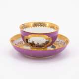 Meissen. TWO PORCELAIN TEA BOWLS AND TWO SAUCER WITH PURPLE FOND AND MERCHANT NAVY SCENE - photo 8