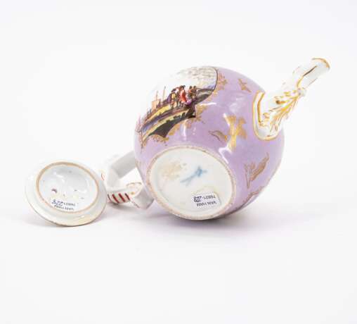Meissen. PORCELAIN TEAPOT AND COFFEEPOT WITH PURPLE GROUND AND MERCHANTS NAVY SCENES - фото 11