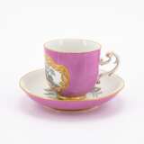 Meissen. PORCELAIN SLOP BOWL, CUP WITH SAUCER AND PURPLE GROUND AND GALLANT PARK SCENES - фото 2