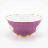 Meissen. PORCELAIN SLOP BOWL, CUP WITH SAUCER AND PURPLE GROUND AND GALLANT PARK SCENES - фото 7
