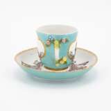 Meissen. PORCELAIN MUG WITH TURQUOISE GROUND, APPLIED FLOWERS AND RURAL SCENES - photo 4