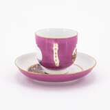 Meissen. A PORCELAIN COFFEE JUG, CUP AND SAUCER WITH PURPLE GROUND AND LANDSCAPE CARTOUCHES - фото 2