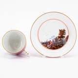 Meissen. A PORCELAIN COFFEE JUG, CUP AND SAUCER WITH PURPLE GROUND AND LANDSCAPE CARTOUCHES - фото 5