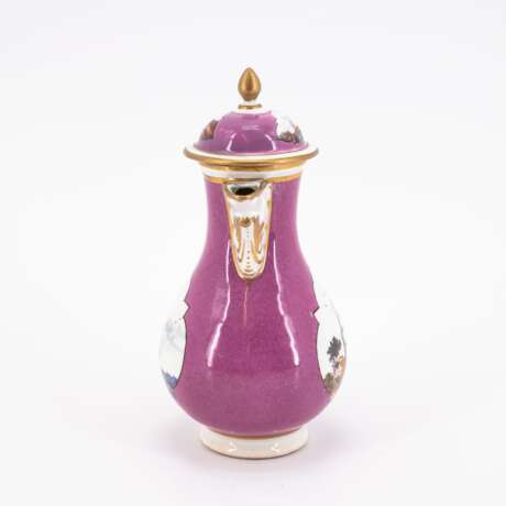 Meissen. A PORCELAIN COFFEE JUG, CUP AND SAUCER WITH PURPLE GROUND AND LANDSCAPE CARTOUCHES - фото 9