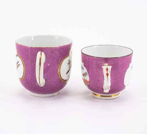 Meissen. ONE PORCELAIN CUP AND SAUCER WITH QUAIL DECOR & TWO CUPS WITH PURPLE BACKGROUND AND BIRD DECOATIONS - фото 2