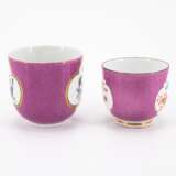 Meissen. ONE PORCELAIN CUP AND SAUCER WITH QUAIL DECOR & TWO CUPS WITH PURPLE BACKGROUND AND BIRD DECOATIONS - photo 4