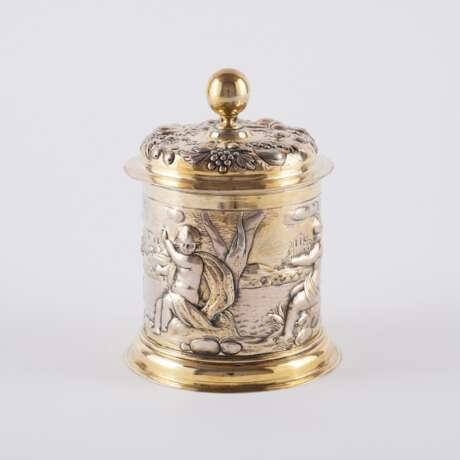 Johann Reinhard I Raiser. NICE SILVER LIDDED TANKARD WITH CUPIDS AS AN ALLEGORY OF THE TIMES OF DAY - photo 5