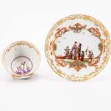 Meissen. TWO PORCELAIN TEA BOWLS WITH SAUCERS AND CHINOISEIES IN CARTOUCHES WITH FEATHER DECOR - фото 5