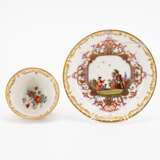 Meissen. TWO PORCELAIN TEA BOWLS WITH SAUCERS AND CHINOISERIES IN CARTOUCHES WITH PURPLE LUSTRE - фото 5
