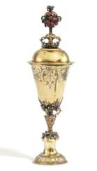 Southern German. EARLY VERMEIL SILVER LIDDED GOBLET WITH COLOURED LID