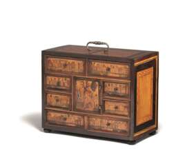 Tirol. NICE WOODEN CABINET BOX WITH CITY SILHOUETTES AND DEER