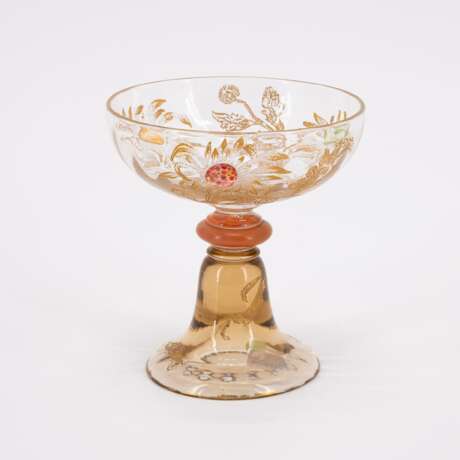 Emile Gallé. Champagnerglas mit aufgelegten Glassteinen und Chrysanthemen - Foto 2
