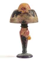 Daum Frères. RARE GLASS TABLE LAMP 'VIGNE ET ESCARGOTS' WITH A SNAIL