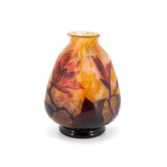 Daum Frères. GLASS VASE WITH MAGNOLIA BRANCHES