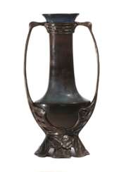 Otto Eckmann. LARGE DOUBLE-HANDLED CERAMIC VASE WITH BRONZE MOUNTING
