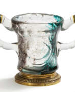 Эмиль Галле. Emile Gallé. EARLY DOUBLE-HANDLED GLASS GOBLET WITH POWDER ENAMELLING AND HUNTING ENGRAVING
