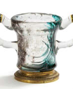 Émile Gallé. Emile Gallé. EARLY DOUBLE-HANDLED GLASS GOBLET WITH POWDER ENAMELLING AND HUNTING ENGRAVING