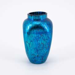 Louis Comfort Tiffany. SMALL ELECTRIC-BLUE FAVRILE-GLASS VASE