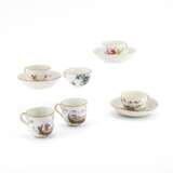 Frankenthal. SIX PORCELAIN CUPS AND THREE SAUCERS WITH BIRD DECOR, FLOWERS AND LANDSCAPE SCENES - фото 1