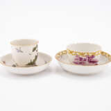 PORCELAIN SLOP BOWL, THREE CUPS AND SAUCERS WITH FIGURATIVE AND FLORAL DECOR - photo 15