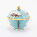 Meissen. SMALL PORCELAIN TUREEN AND SAUCER WITH TURQUOISE BACKGROUND AND MERCHANT'S NAVY SCENES - photo 4