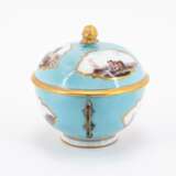 Meissen. SMALL PORCELAIN TUREEN AND SAUCER WITH TURQUOISE BACKGROUND AND MERCHANT'S NAVY SCENES - photo 6