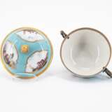 Meissen. SMALL PORCELAIN TUREEN AND SAUCER WITH TURQUOISE BACKGROUND AND MERCHANT'S NAVY SCENES - photo 7