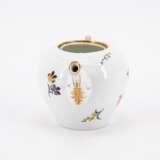 Meissen. LARGE PORCELAIN LIDDED BOWL WITH FLOWER KNOB, SMALL TEA POT WITH WOODCUT FLOWERS AND CUP WITH SAUCER AND INSECT DECOR - photo 9