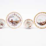 Meissen. TWO TEA BOWLS WITH SAUCERS AND ONE SUGAR BOWL AND LID WITH MERCHANT SCENES - фото 5