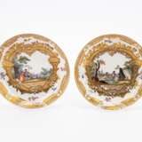 Meissen. FOUR SMALL PORCELAIN PLATES WITH GOLD CONTOURED WATTEAU SCENES OUTLINES - photo 4
