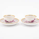 Meissen. TWO PORCELAIN TEA BOWLS AND SAUCER WITH PURPLE MERCHANT SCENES - photo 3