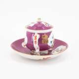 Meissen. PORCELAIN CREAM POT AND SAUCER WITH PURPLE FOND AND KAKIEMON DECOR - фото 2