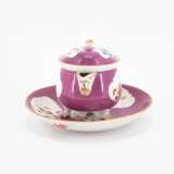 Meissen. PORCELAIN CREAM POT AND SAUCER WITH PURPLE FOND AND KAKIEMON DECOR - фото 4