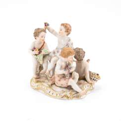 Meissen. PORCELAIN ENSEMBLE WITH CUPIDS AS ALLEGORY OF THE SPRING