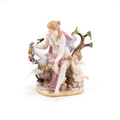 Meissen. PORCELAIN FIGURE OF LEDA WITH THE SWAN AND CUPID