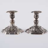 Germany. COUPLE LOW SILVER CANDLESTICK WITH RICHT BLOSSOMS AND ROCAILLE DECOR - photo 2