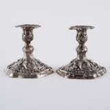 Germany. COUPLE LOW SILVER CANDLESTICK WITH RICHT BLOSSOMS AND ROCAILLE DECOR - photo 3