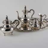 Otto Wolter. LARGE SILVER COFFEE AND TEA SERVICE WITH ROCAILLE CURVES - photo 1