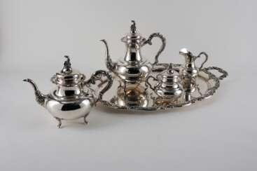 Otto Wolter. LARGE SILVER COFFEE AND TEA SERVICE WITH ROCAILLE CURVES